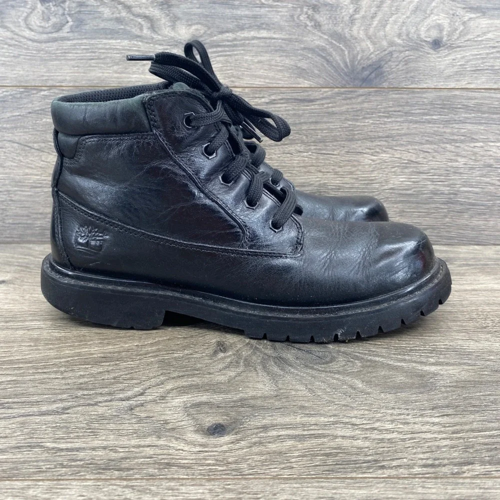 Timberland Ankle Boots Mens 7.5M Black Leather Lace Up Lug Sole 81320 9028